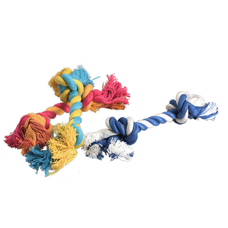 Puppy Dog Pet Toy Cotton Braided Bone Rope Chew Knot New Random color 